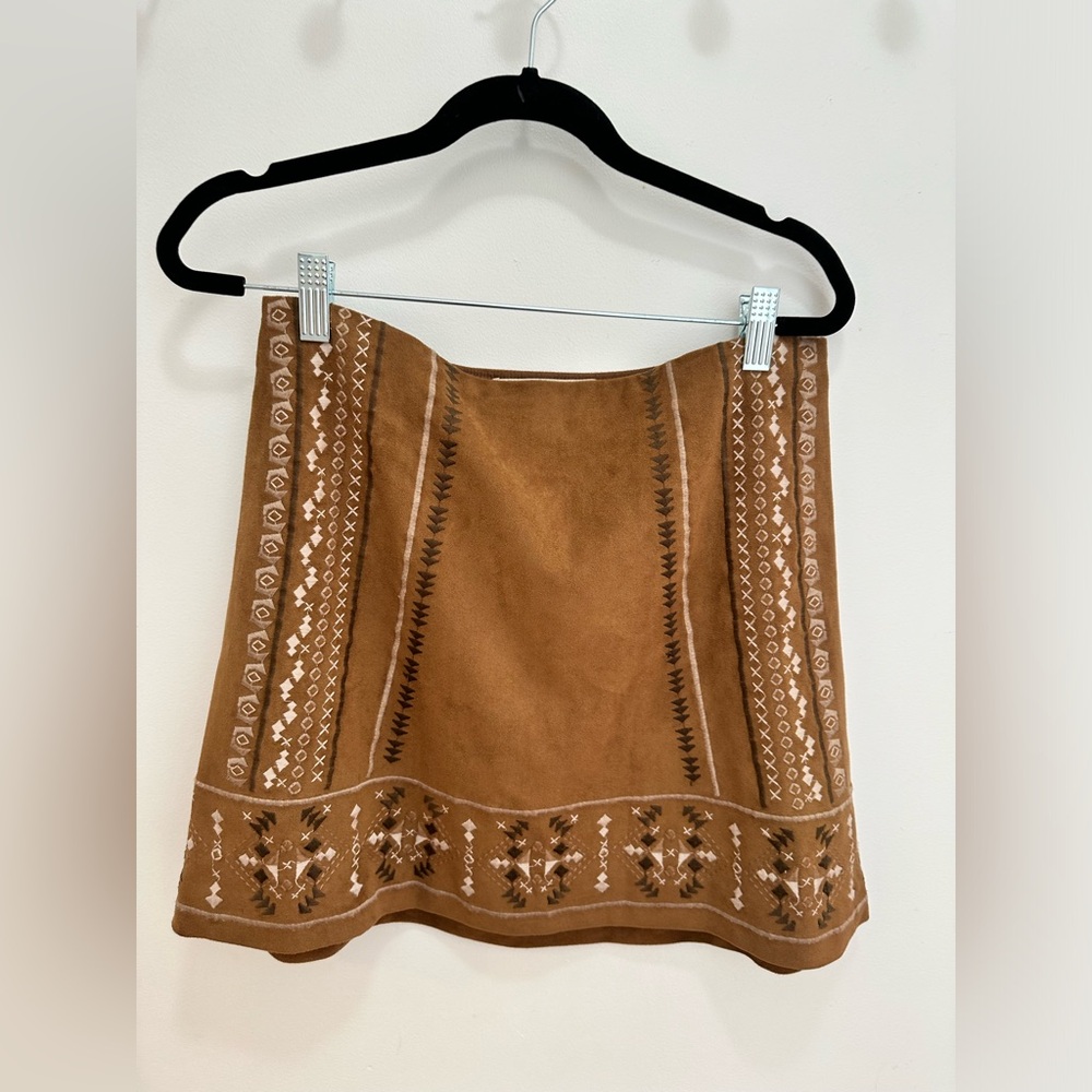 Abercrombie faux suede embroidered skirt